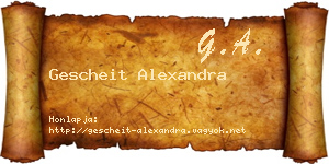 Gescheit Alexandra névjegykártya